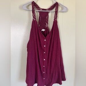 Women's Burgundy Sleeveless Top